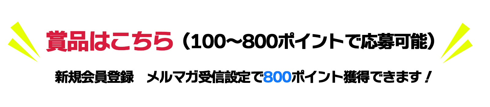 商品はこちら 100～800ポイントで応募可能