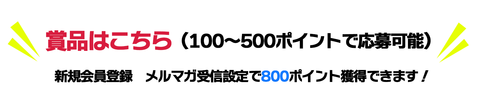 商品はこちら 100～500ポイントで応募可能