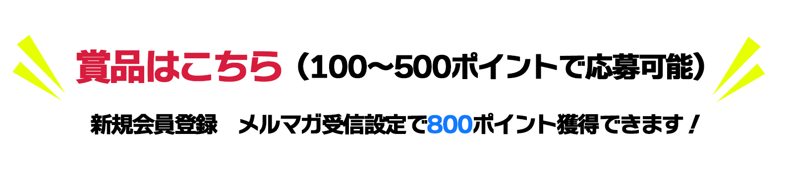 商品はこちら 100～500ポイントで応募可能