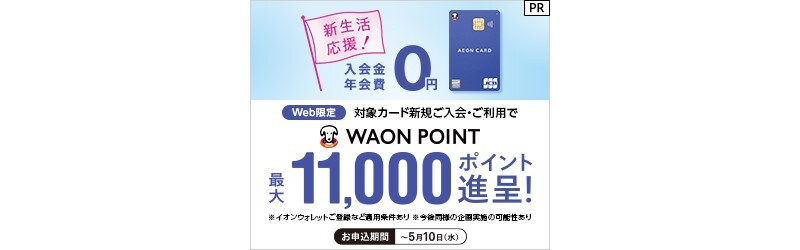 イメージ:Web限定!新規ご入会・ご利用キャンペーン WAON POINT最大11,000ポイント進呈!※適用条件あり